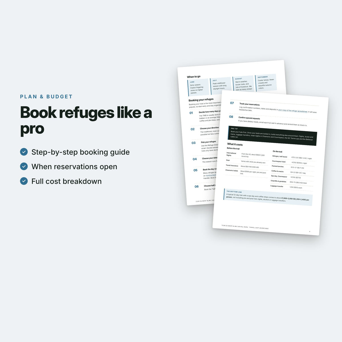 Tour du Mont Blanc step-by-step refuge booking guide and trek cost breakdown